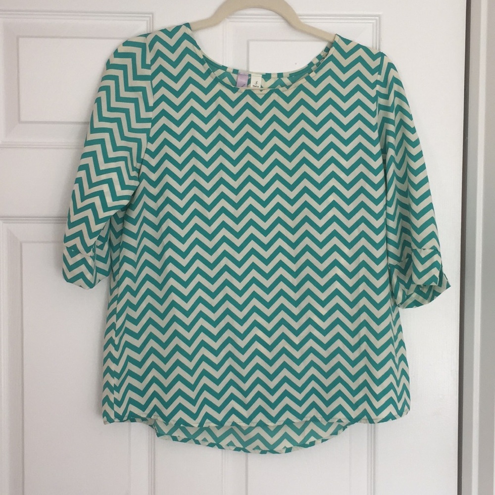 Mint Chevron blouse